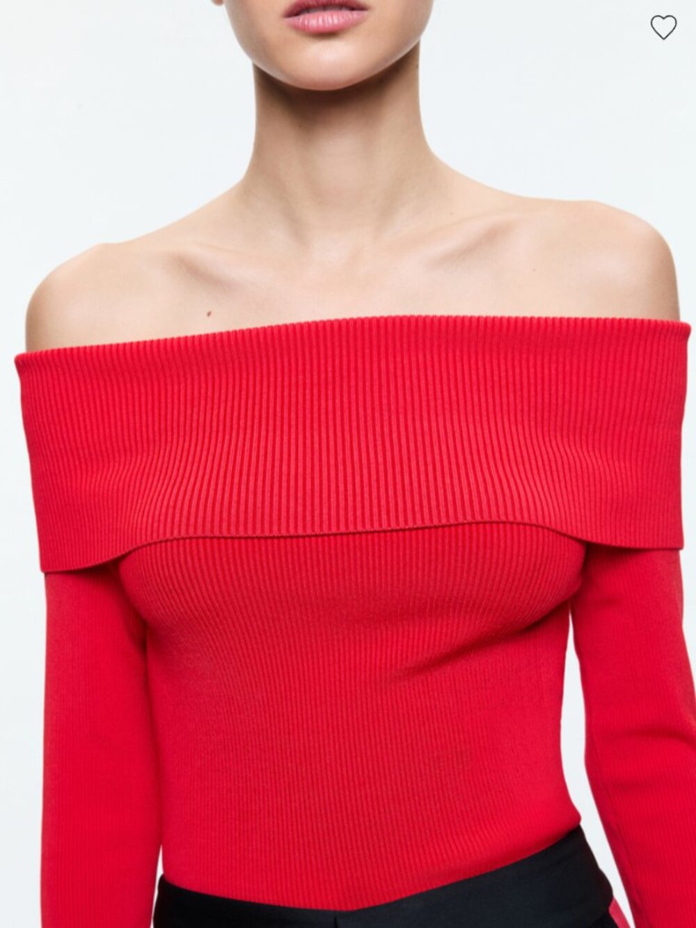 Alice + Olivia Poppy Red Off-Shoulder Ribbed Knit Sweater Long Sleeve Bardot